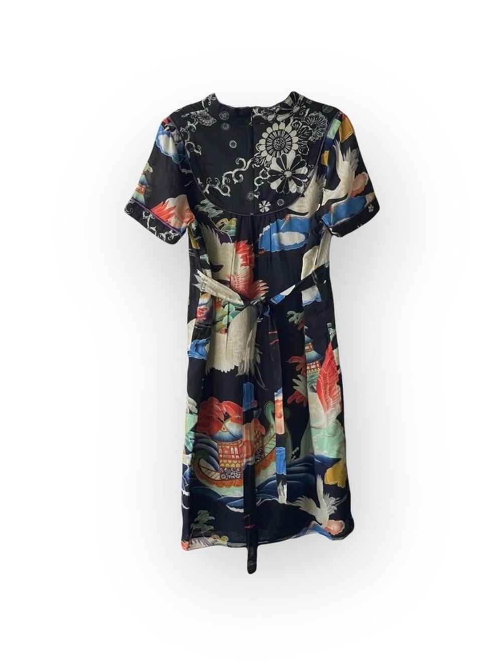 Y2K: Lucky Brand 𒀭 Asian Mixed Print Dress 𒀭Heavily Detailed Graphics 𒀭12 XXS - Picture 13 of 16